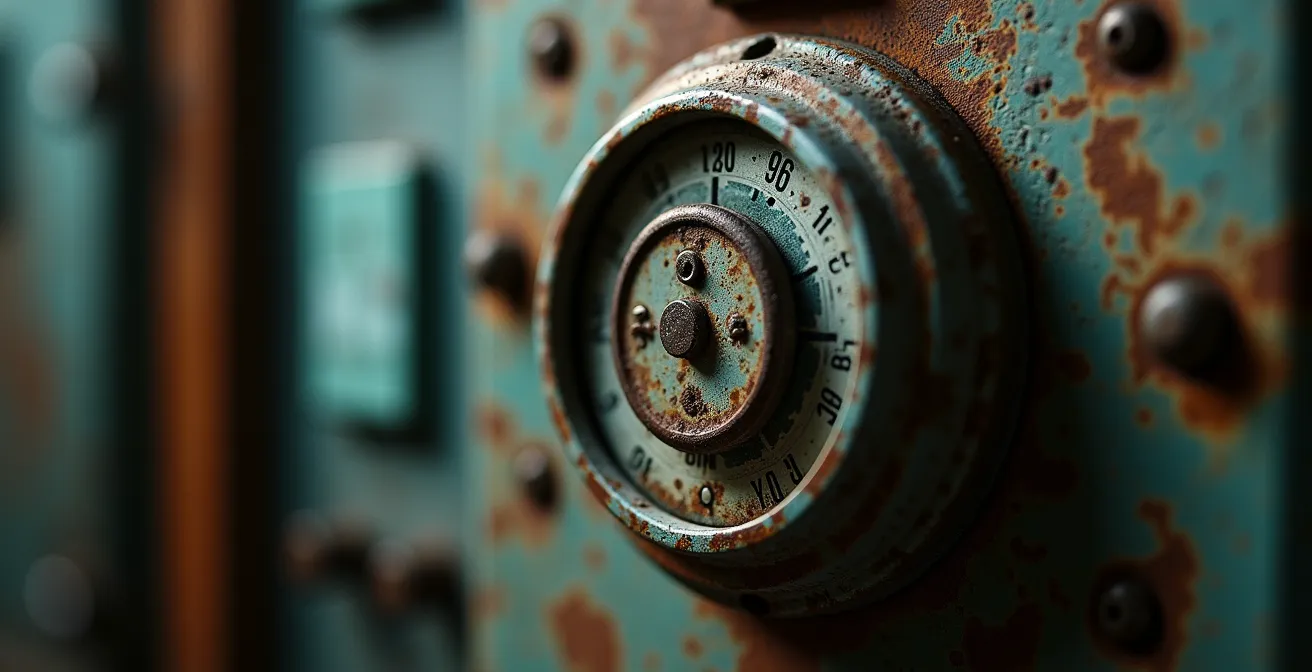 Vue macro d'un compteur électrique avec arrière-plan flou